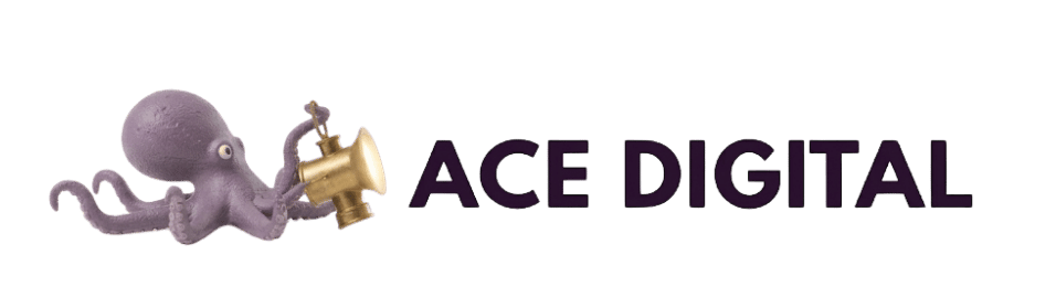ace digital logo with Indigo Octo and his spotlight